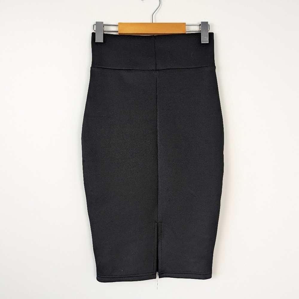 Revamped Elegant Black Bodycon Pencil Skirt - Size S